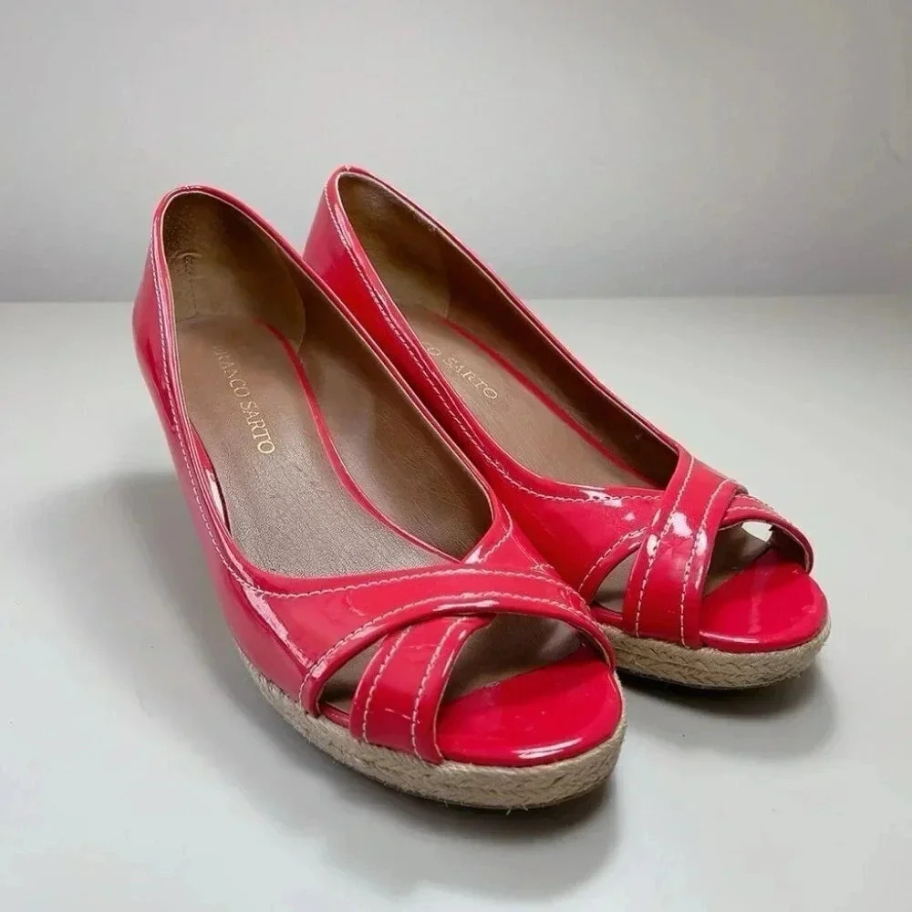 Franco Sarto Size Cheria Red Patent Espadrille